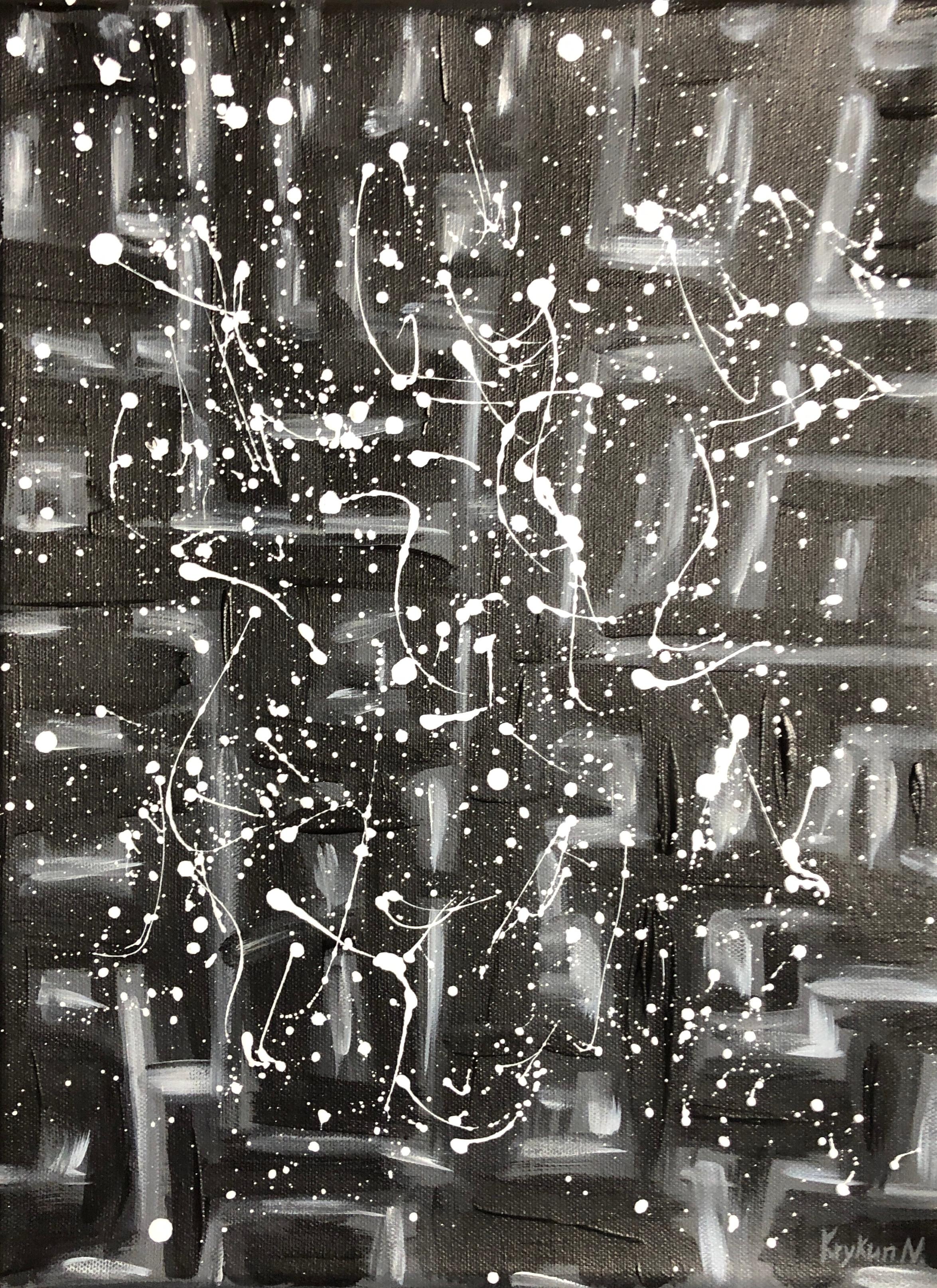 “Starry sky“ black and white abstraction dropping Pop Art