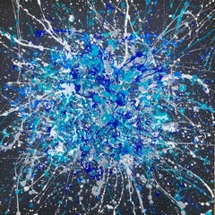 La sensación de una estrella fugaz - azul, marino, blanco, negro gran abstracción