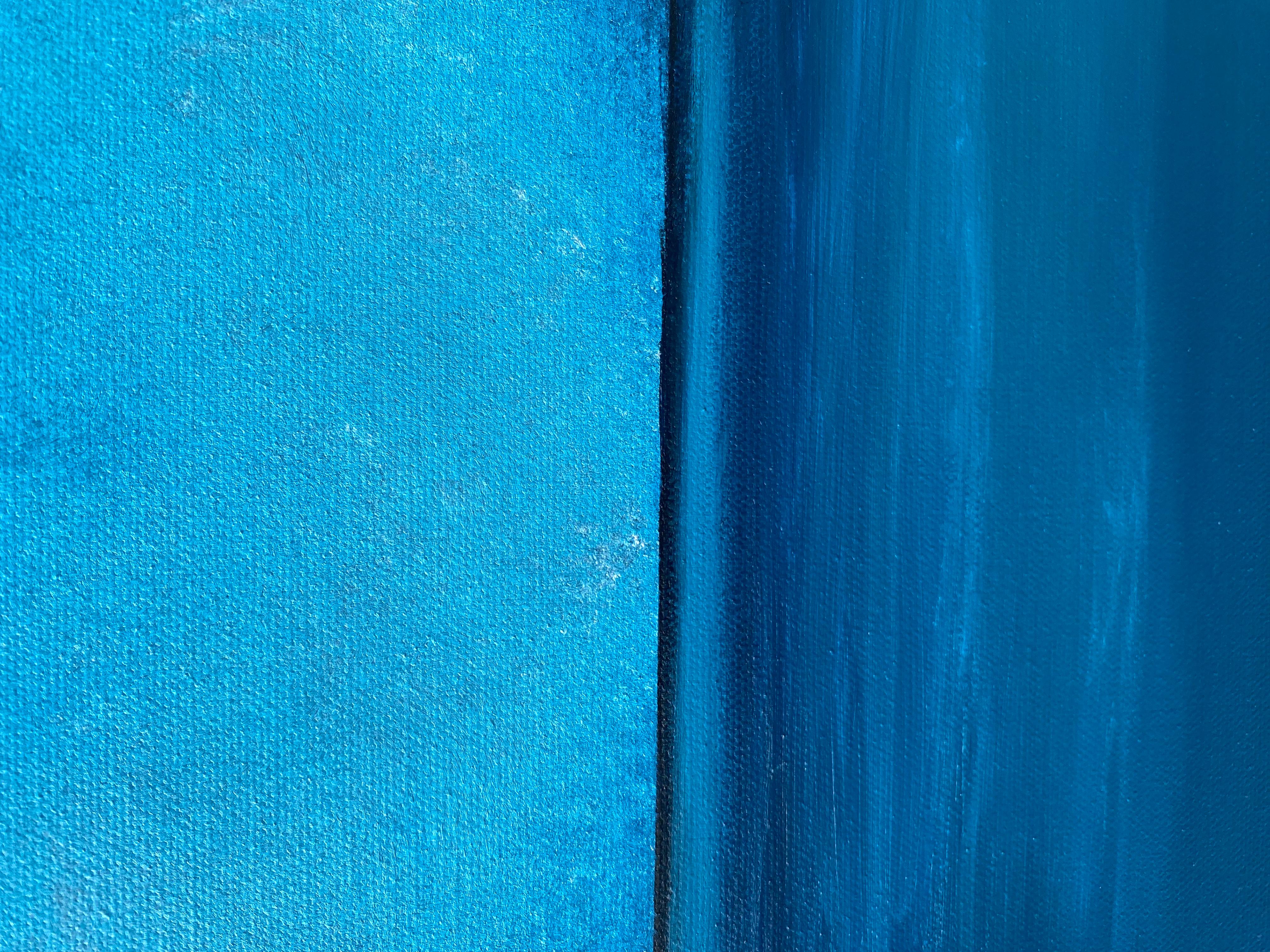 Black Sea Coastline, blue turquoise seascape, minimalistic - Impressionist Painting by Nataliia Krykun