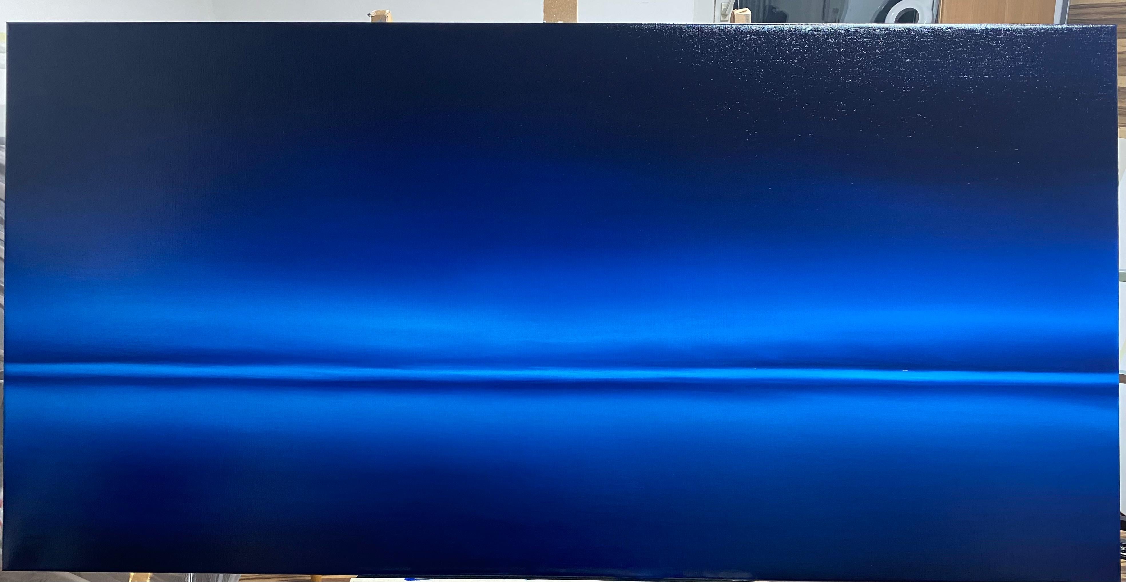 Côte de la mer Noire, paysage marin bleu turquoise, minimaliste - Bleu Interior Painting par Nataliia Krykun