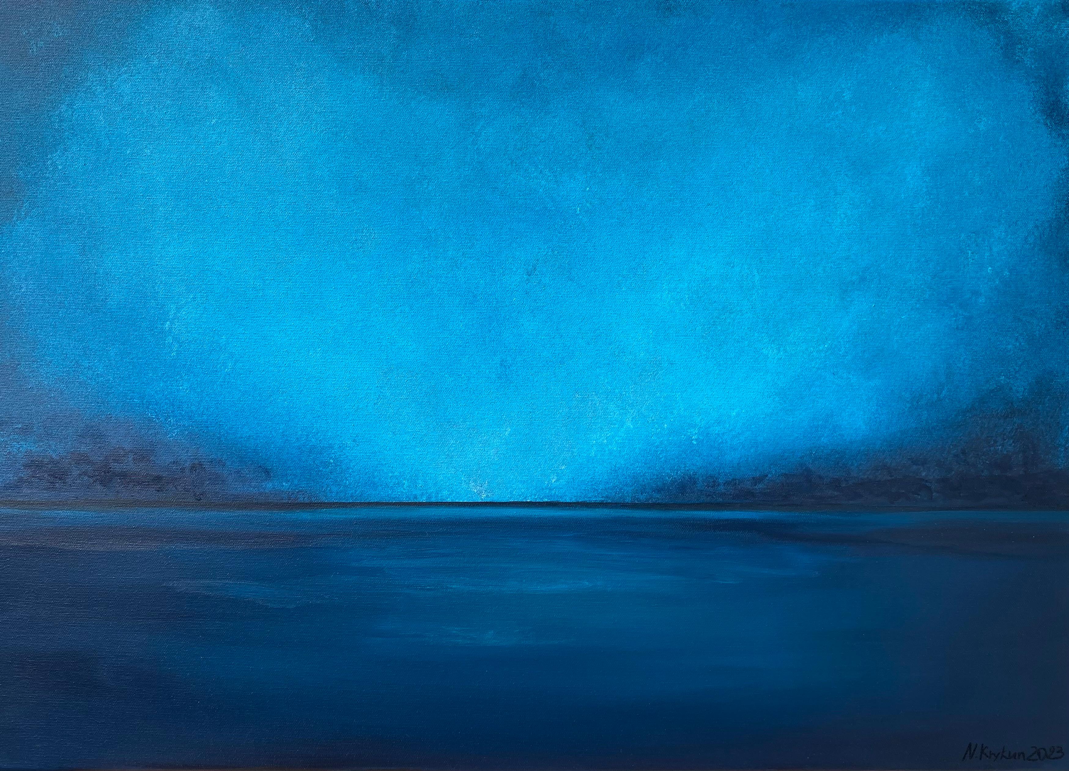 Costa del Mar Negro, paisaje marino azul turquesa, minimalista