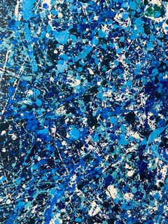 Galassia blu, astrazione minimalista con sgocciolamento Stile Pollock