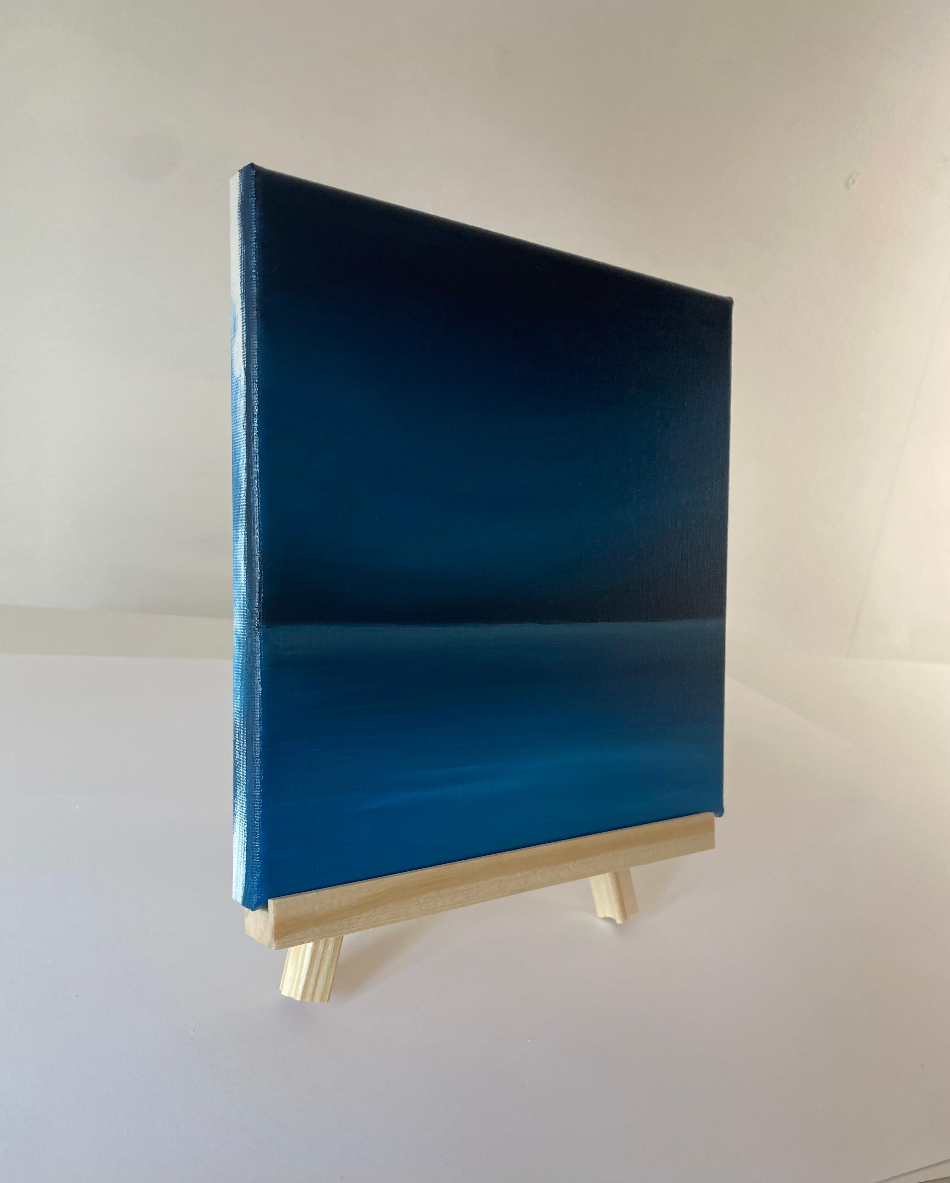 Blue Night water- paisaje marino , agua, Skyline , océano - Landscape Painting Azul de Nataliia Krykun