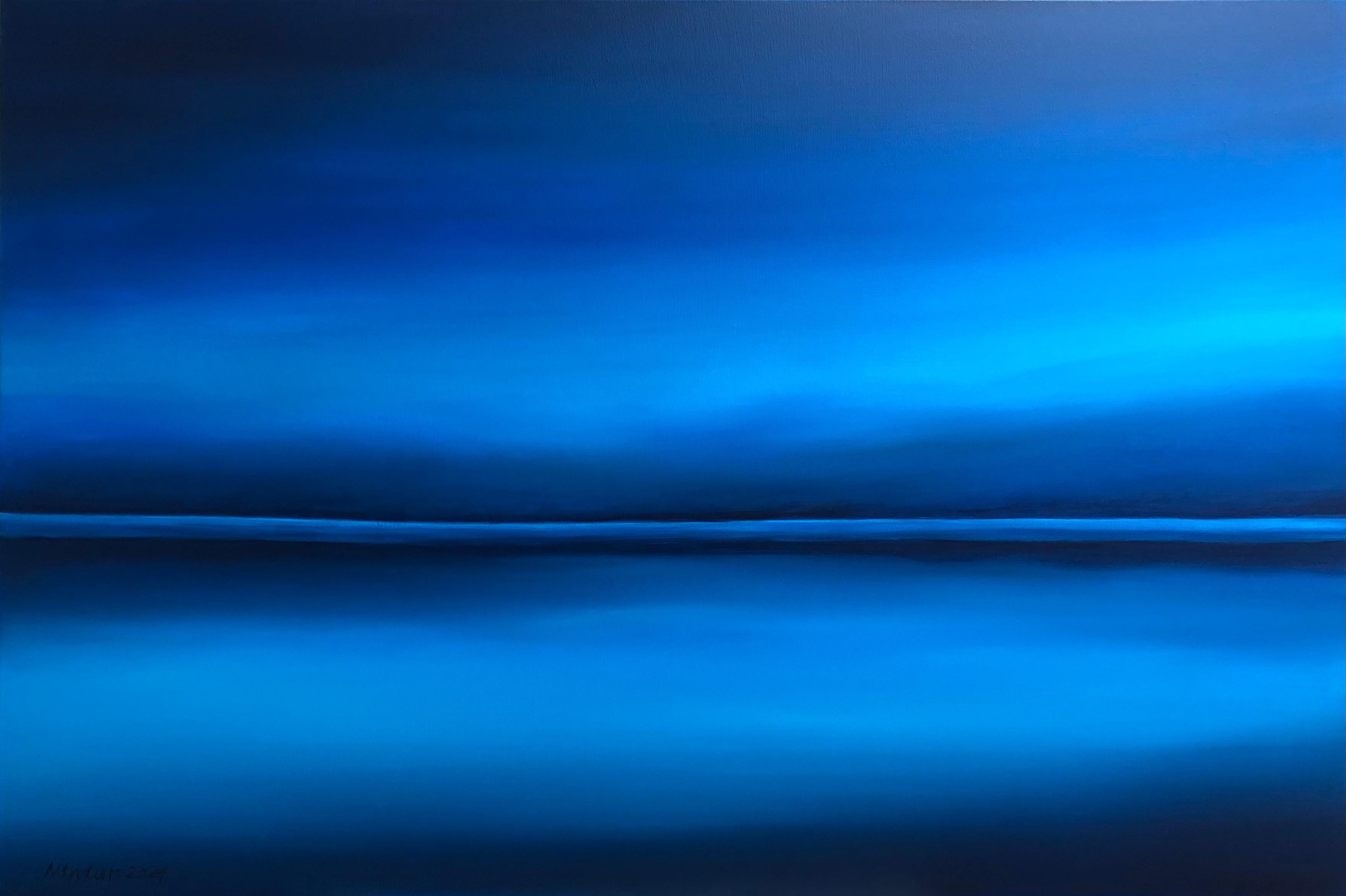 Oceano blu - Paesaggio marino minimalista in acque profonde - Painting di Nataliia Krykun