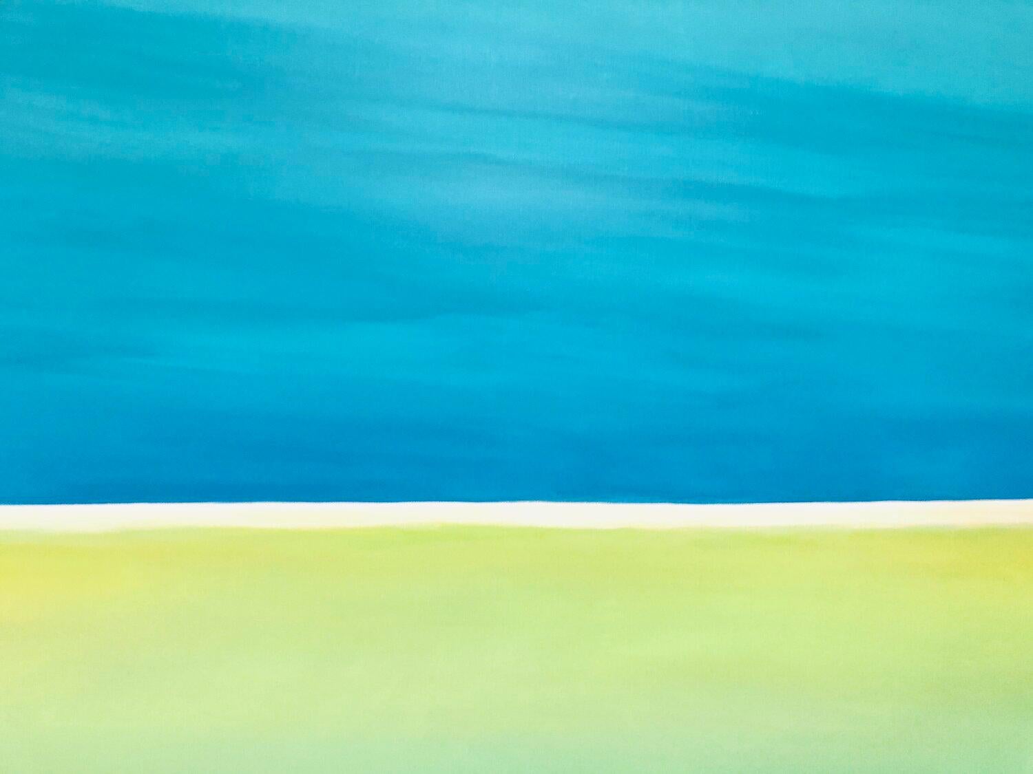 “Blue Reflexe” blau yellow large abstraction XXL, with love for Ukraine - Painting by Nataliia Krykun