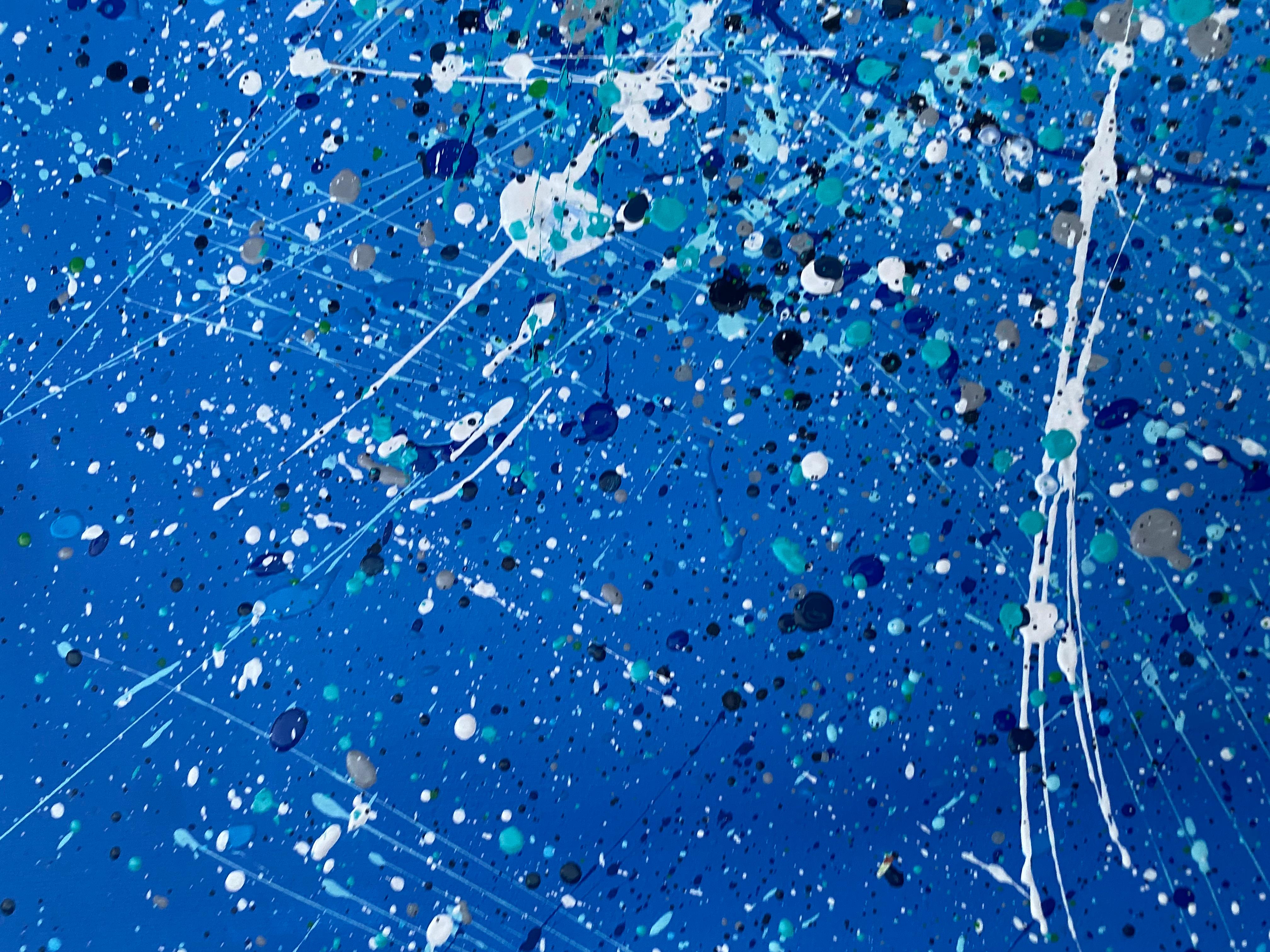 Mare blu - azione di dripping painting in vendita 8