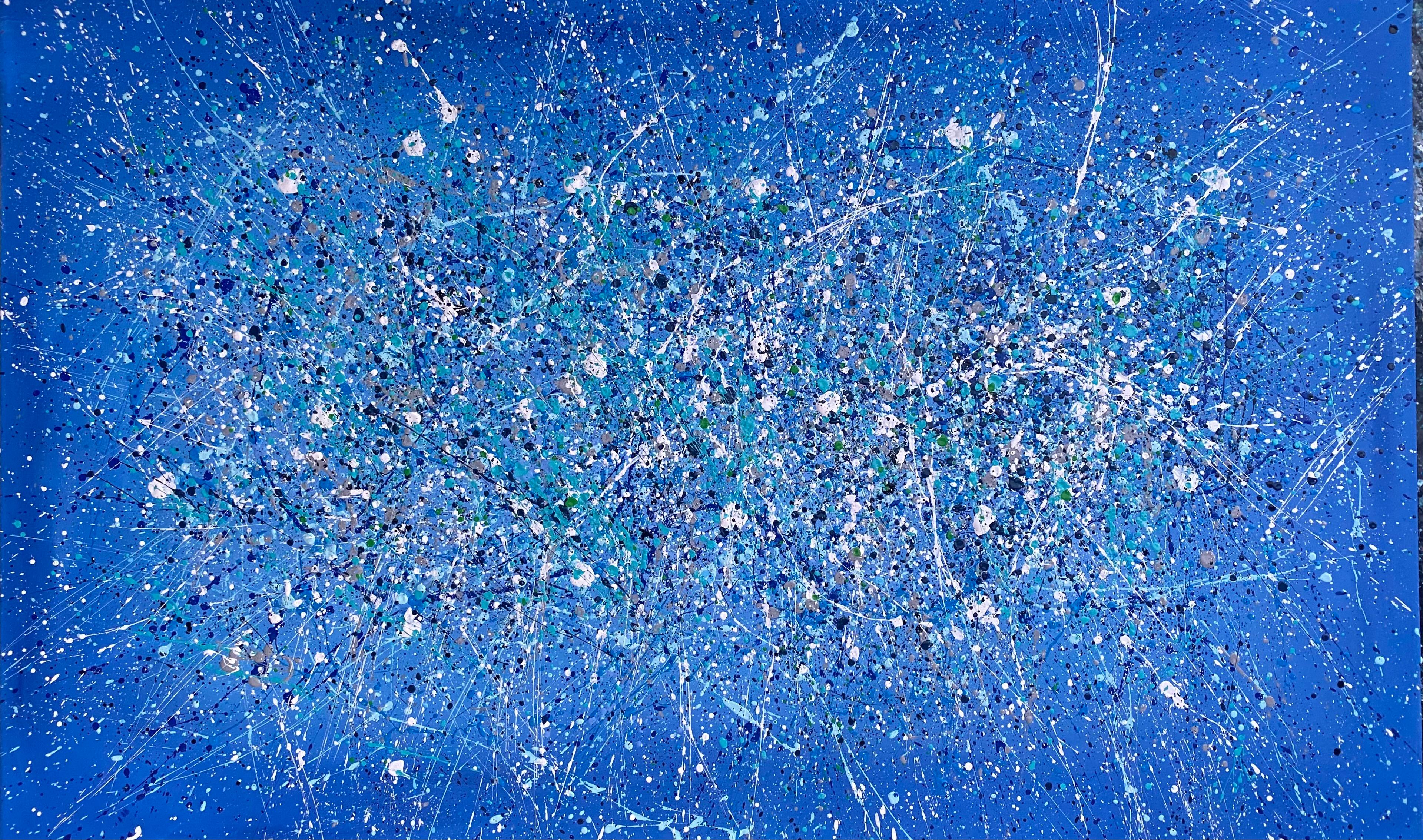 Mare blu - azione di dripping painting - Painting di Nataliia Krykun