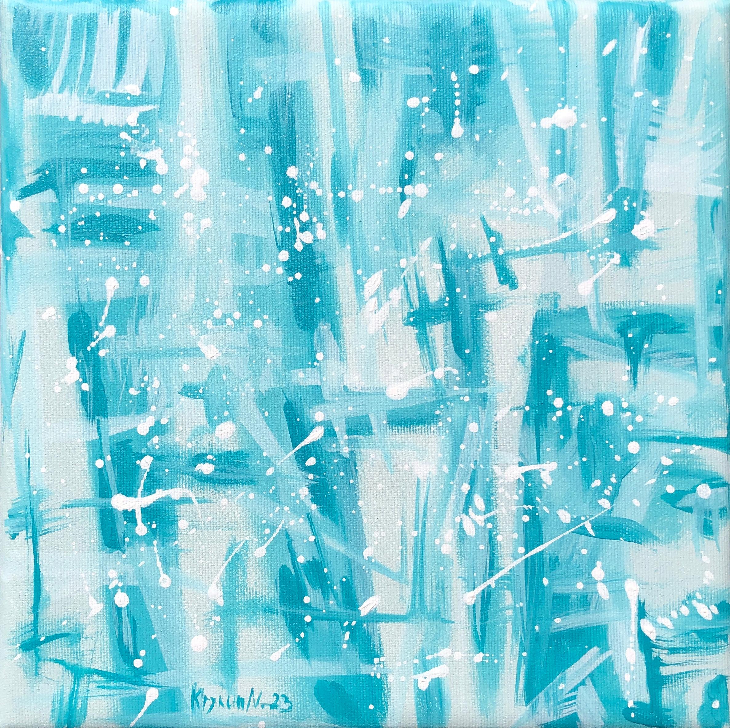 „Blue seascape“ - blue , white, turquoise geometric abstraction For Sale 2