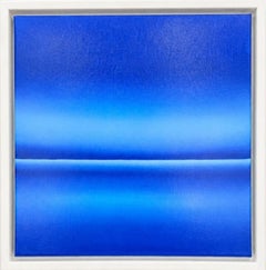 Blue Seascape Serenity Painting, Minimalist sea summer , 80x80 cm