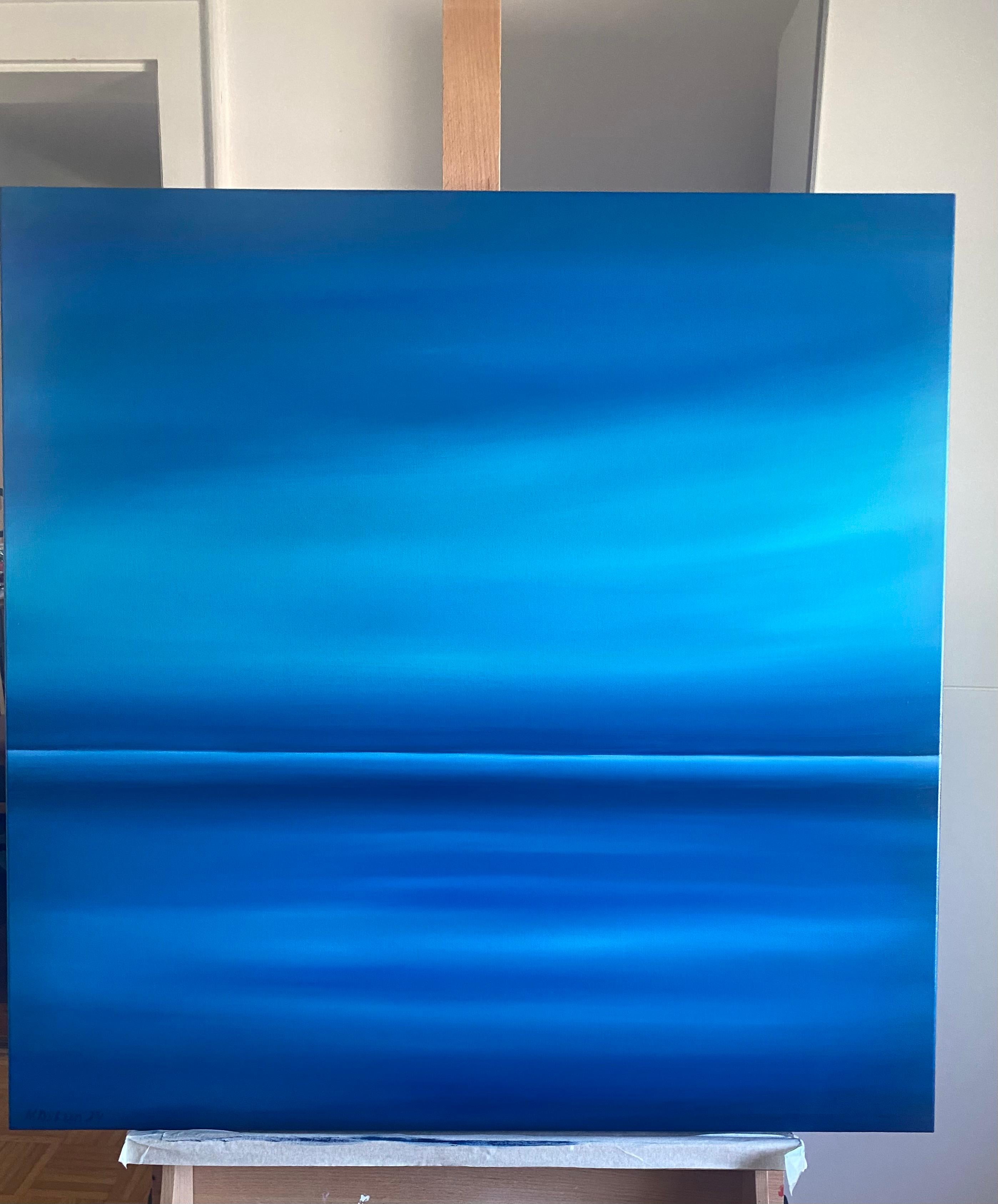 Paisaje marino azul, sky- skyline, semi abstracción, impresiones minimalismo en venta 13