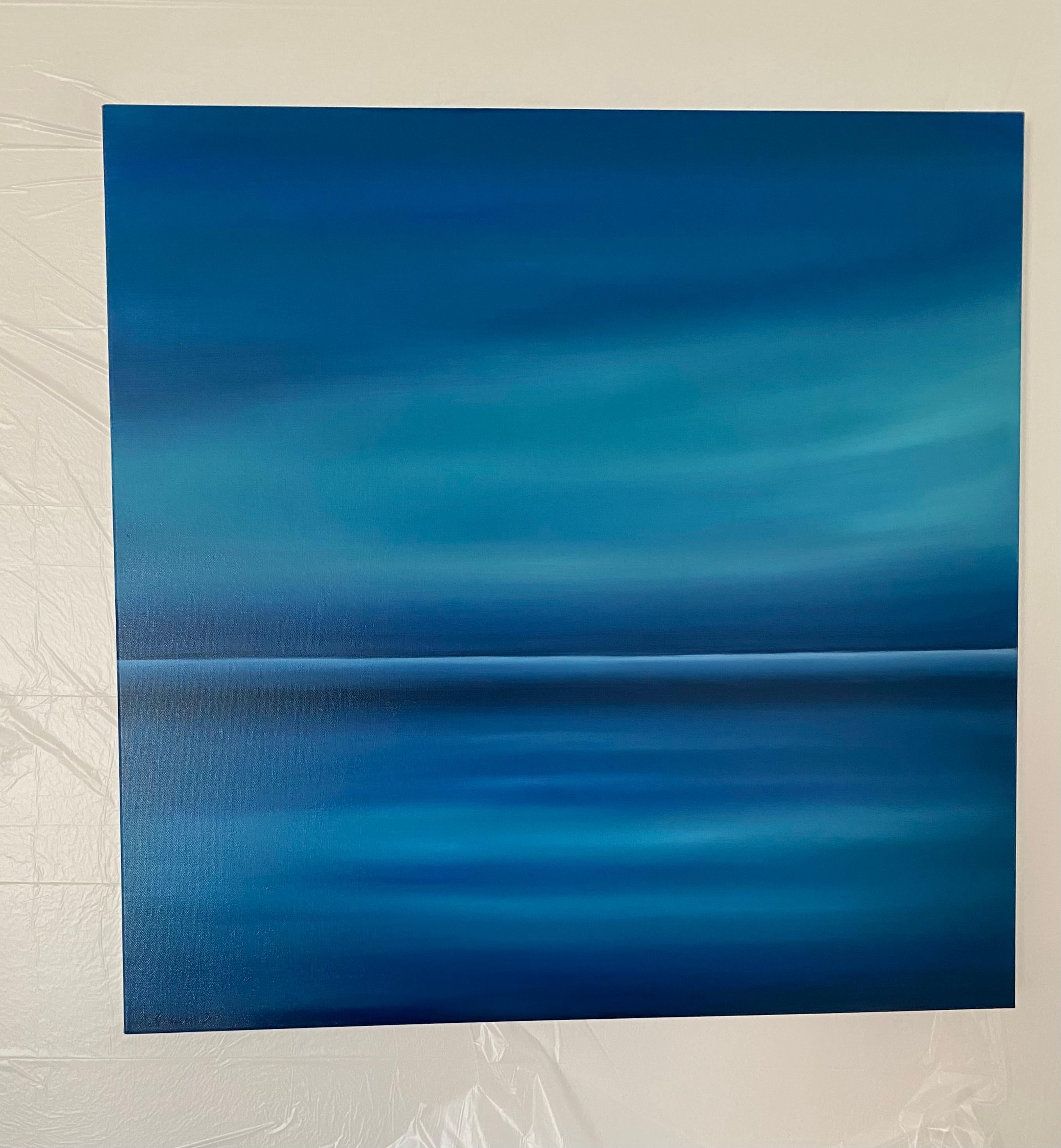 Paisaje marino azul, sky- skyline, semi abstracción, impresiones minimalismo - Interior Painting Azul de Nataliia Krykun