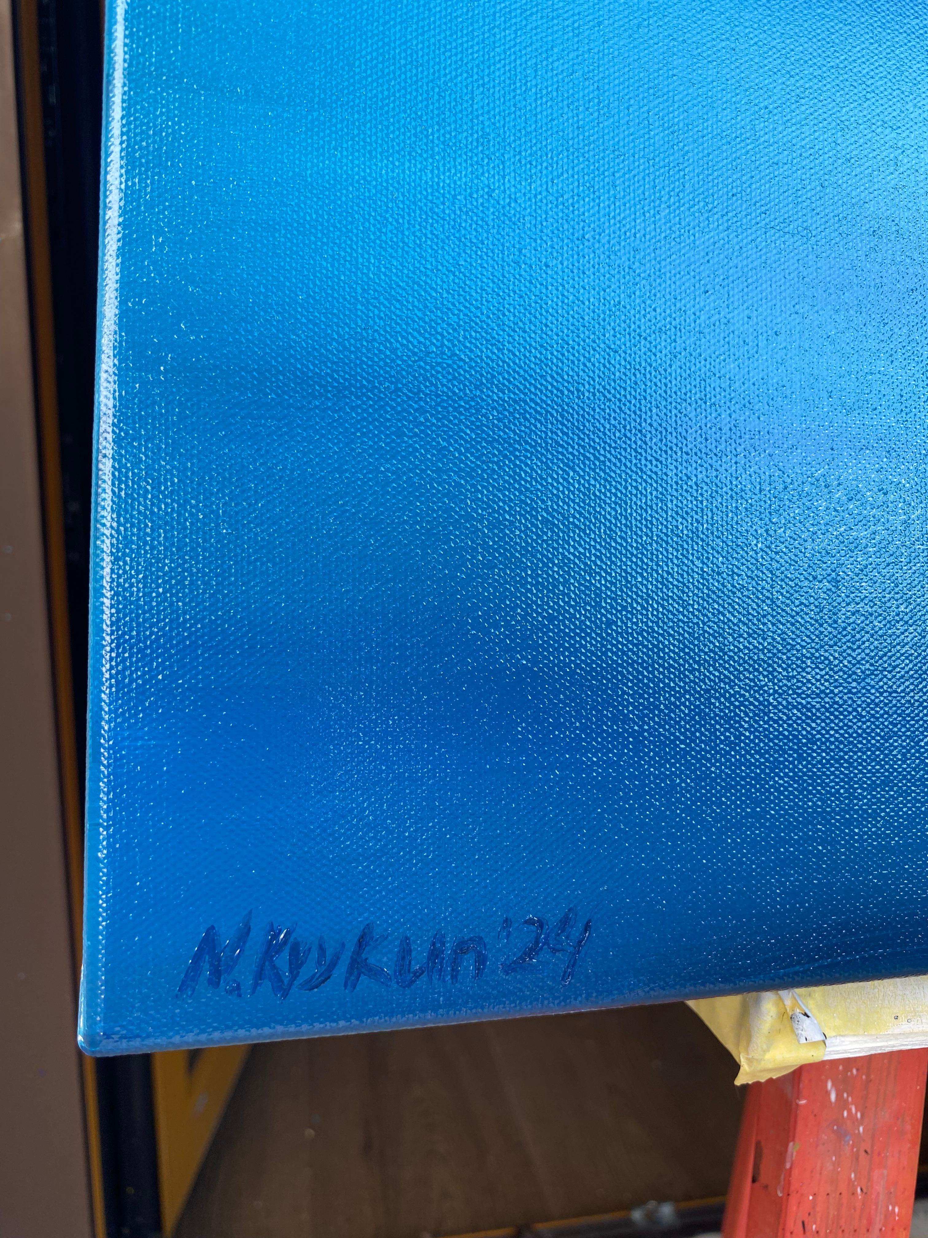 Paisaje marino azul, sky- skyline, semi abstracción, impresiones minimalismo en venta 4