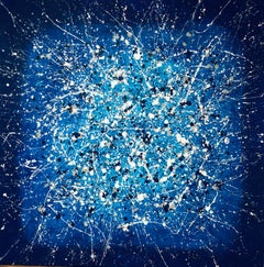 Bleu paysage marin, eau, Série "Vol infini" bleu, marine, grande abstraction