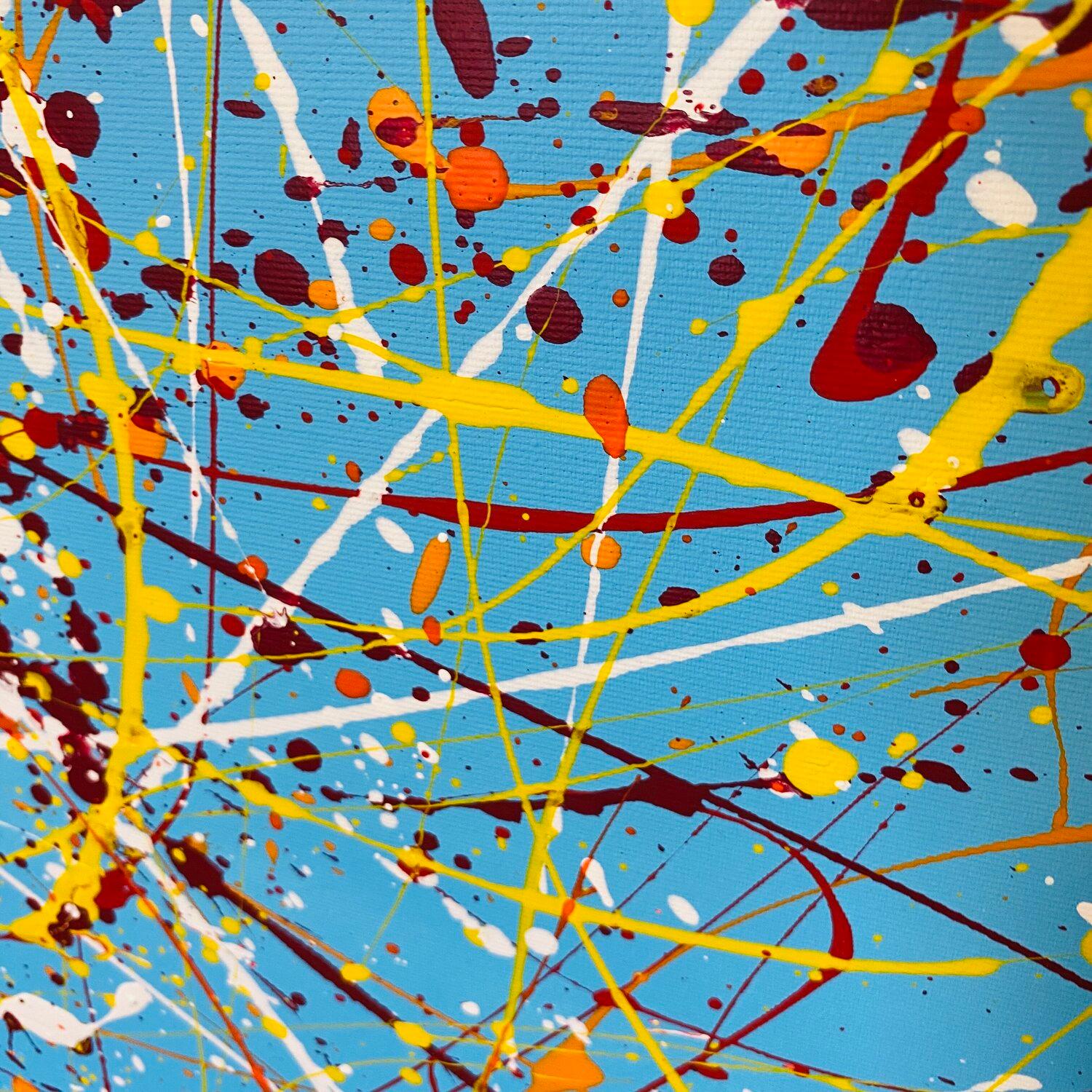 Cielo blu - astrazione di puntini che gocciolano - Abstract Painting Blu di Nataliia Krykun