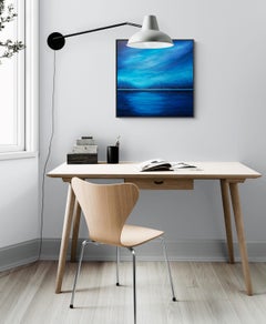 Blue Water Abstract Painting, 3D Textured Acrylic on Canvas, 2022