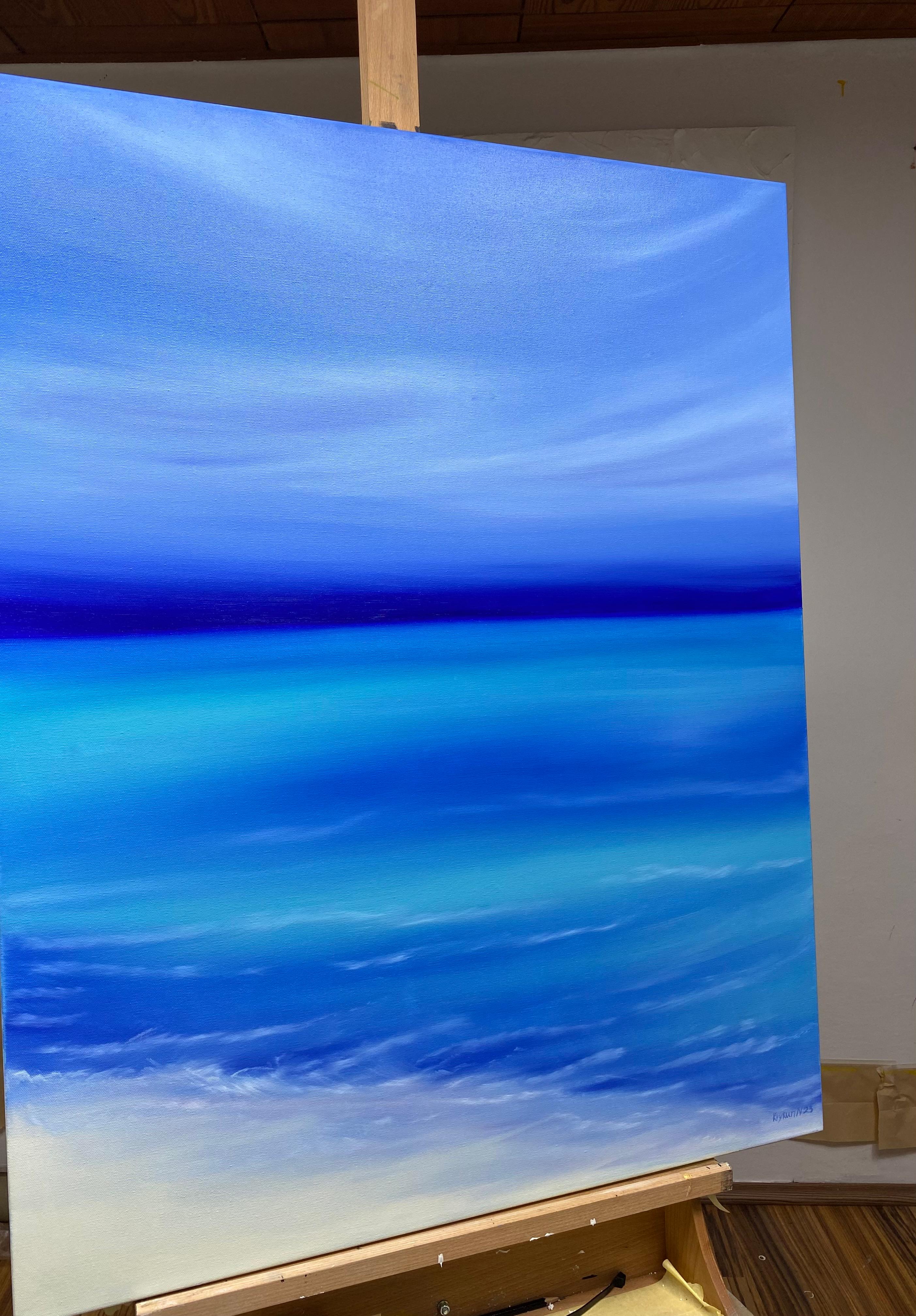 Calm azure sea shore, Côte d'Azur , Marine sky line, ocean waves For Sale 6