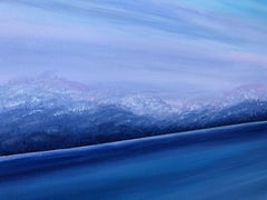 "Litoral" - Abstracción impresionista paisaje marino azul, cielo