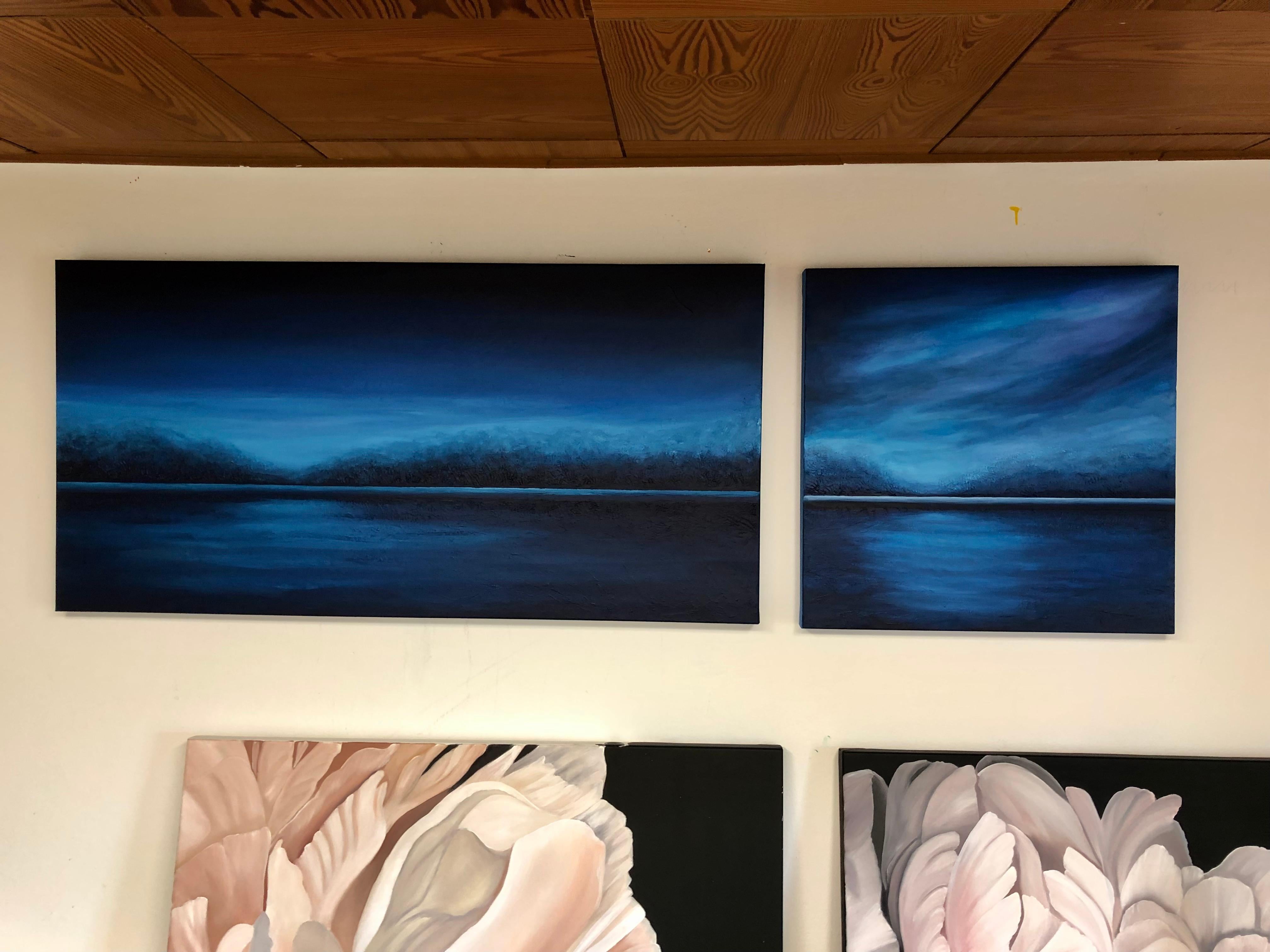 Agua azul profunda - Paisaje marino impresionista minimalista de escayola 3d en venta 10