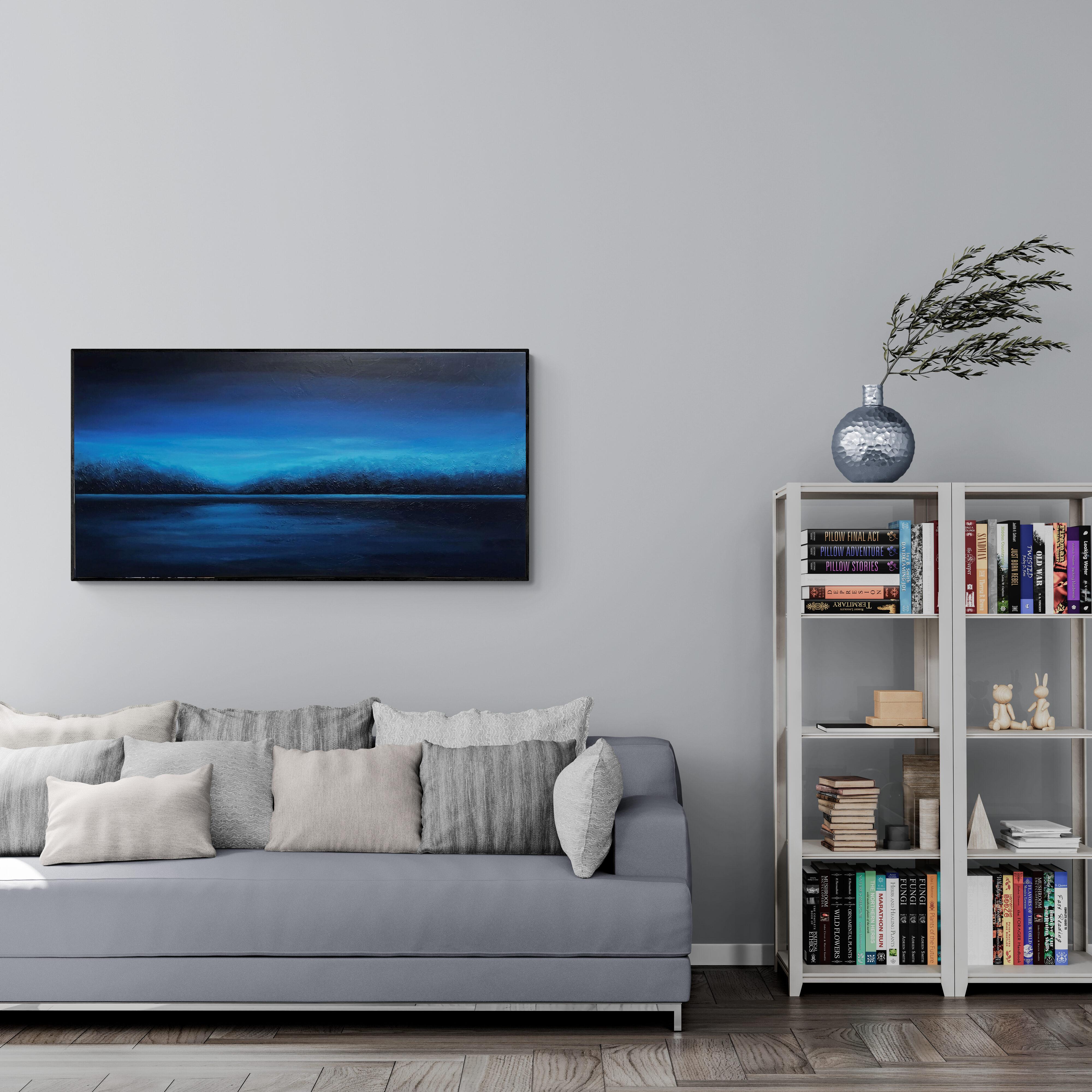 Agua azul profunda - Paisaje marino impresionista minimalista de escayola 3d - Painting de Nataliia Krykun