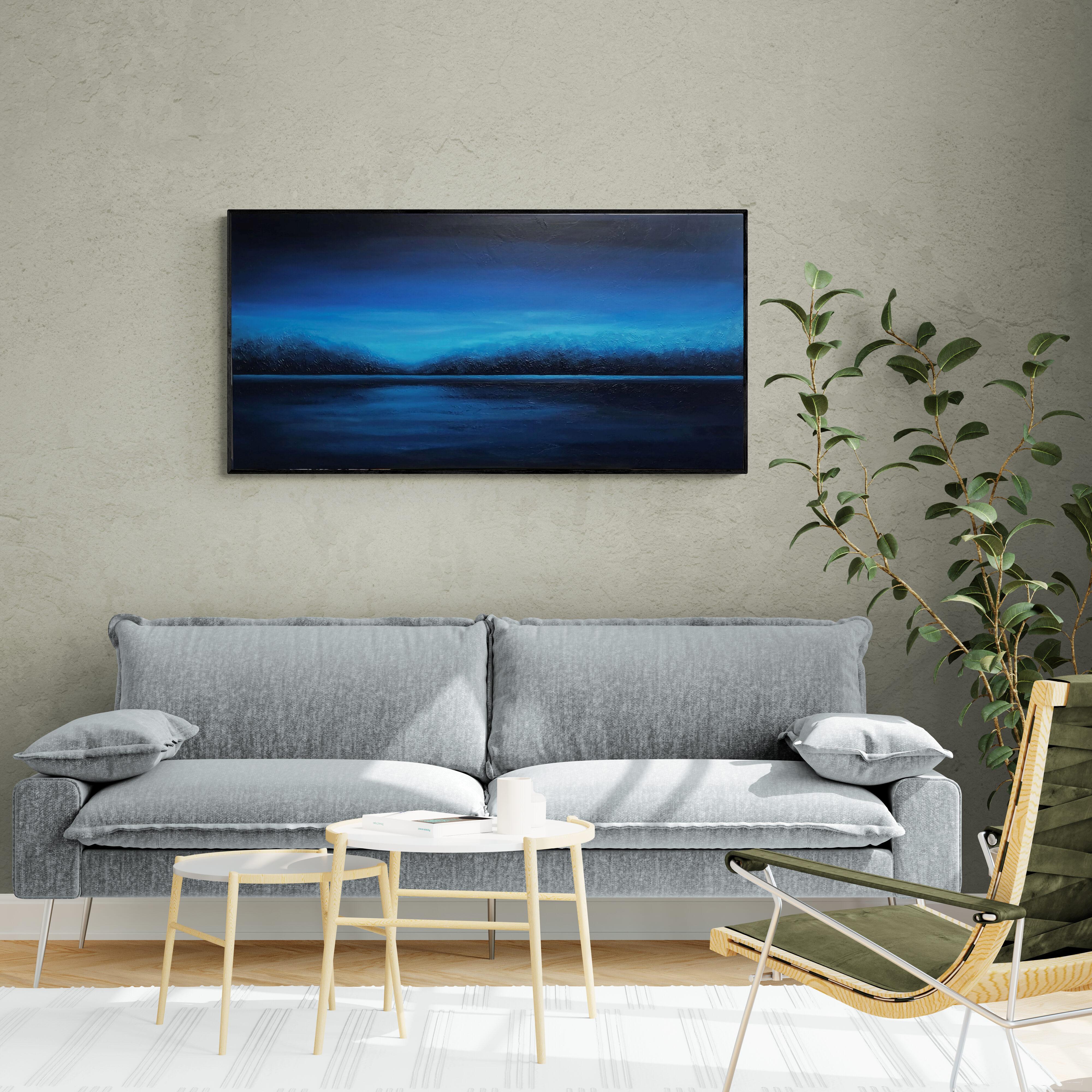 Agua azul profunda - Paisaje marino impresionista minimalista de escayola 3d - Painting Abstracto de Nataliia Krykun