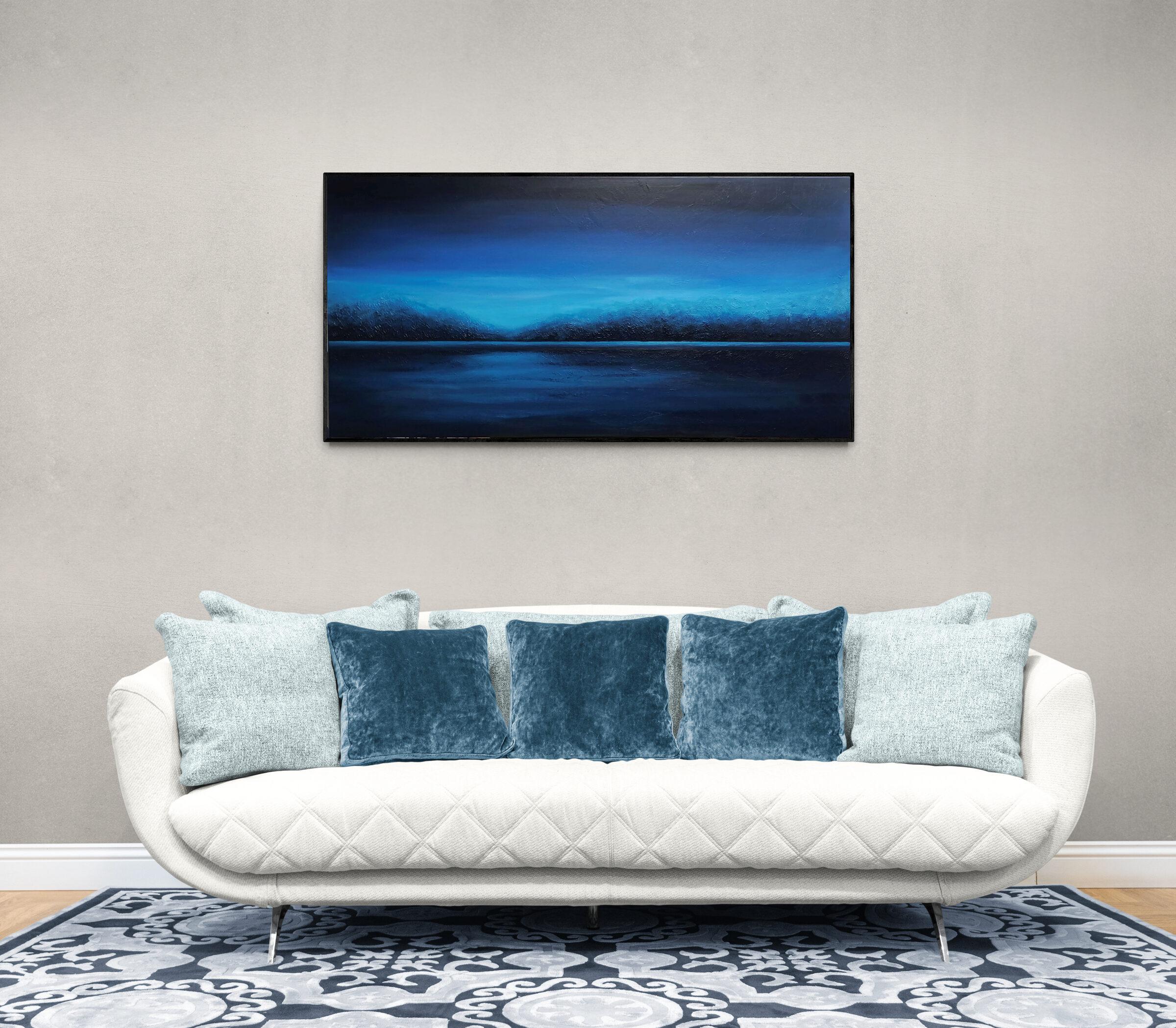 Para crear esta pieza, me he inspirado en la tranquilidad y profundidad del mar, utilizando acrílicos y yeso para crear un remanso de calma texturizado. Fusiona el minimalismo abstracto con una impresión de realismo, ofreciendo una evasión serena.