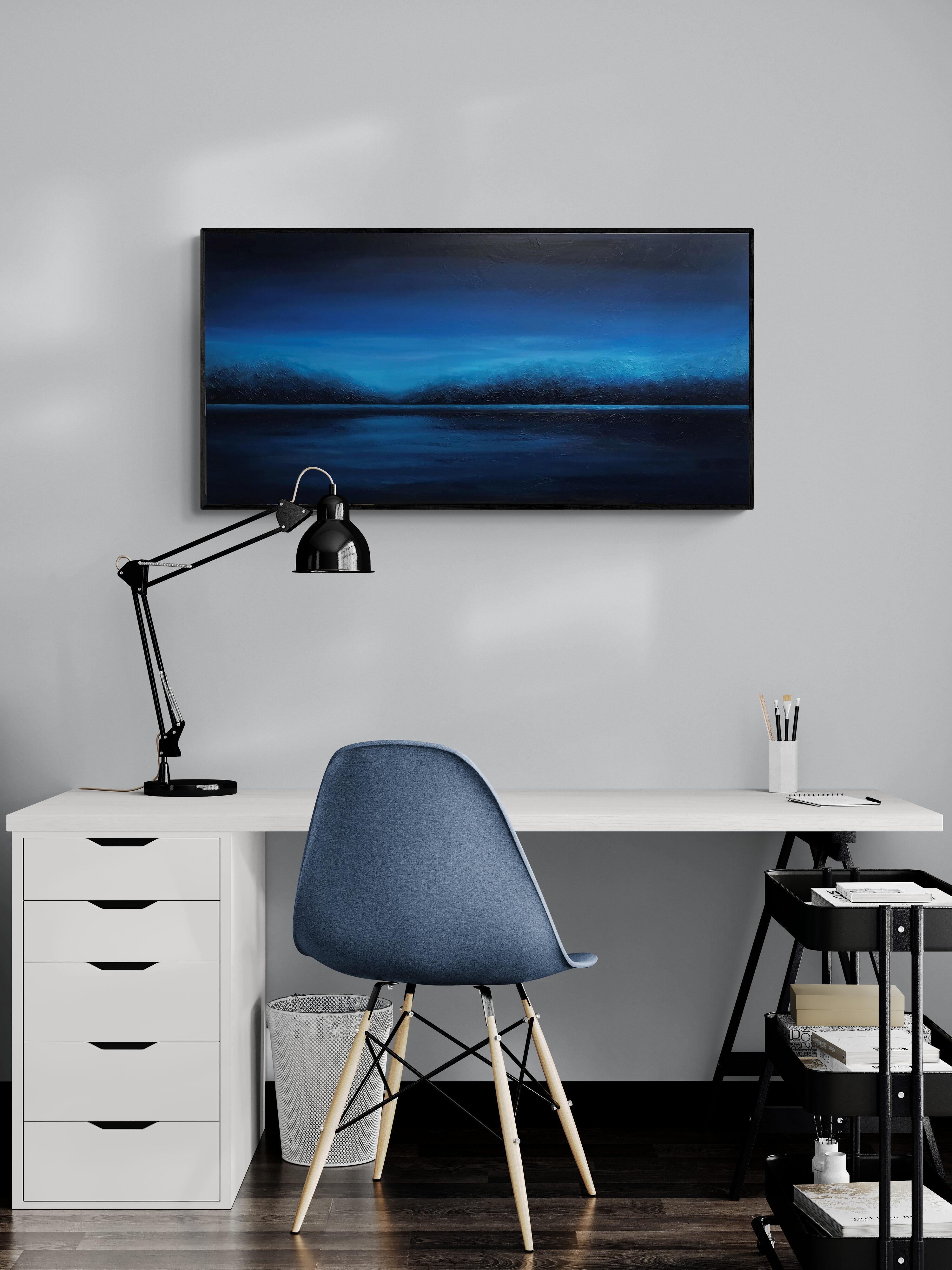 Agua azul profunda - Paisaje marino impresionista minimalista de escayola 3d en venta 3