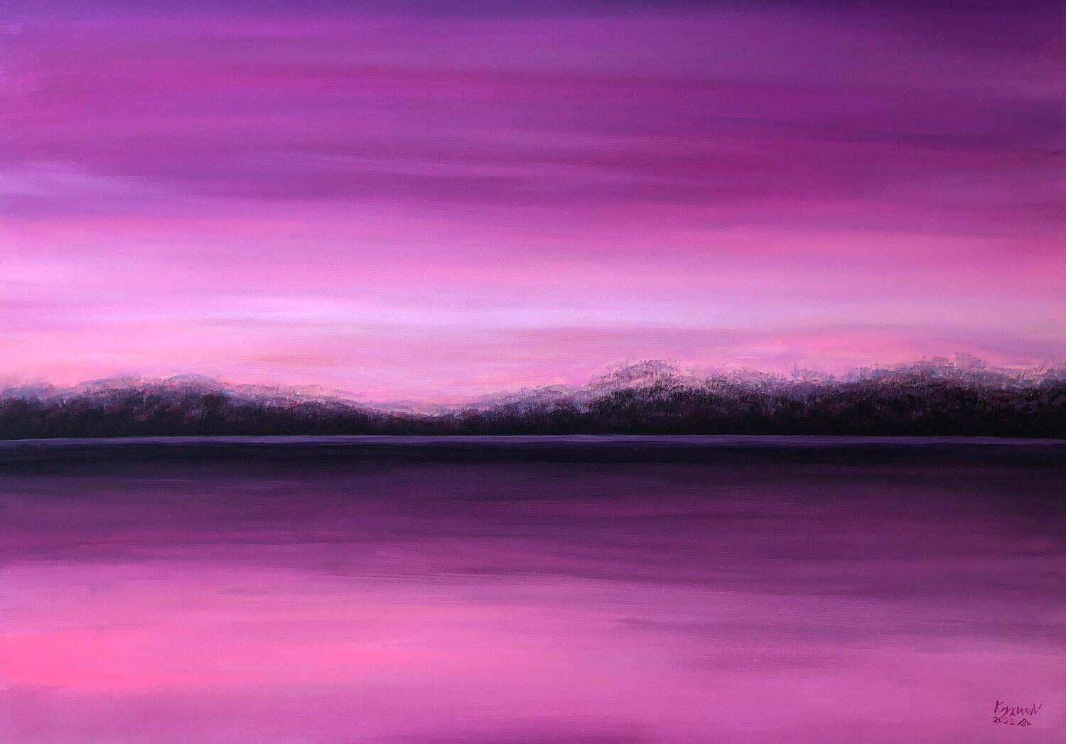 Puesta de sol romántica Lavanda digitalfg - Painting Abstracto de Nataliia Krykun