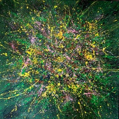 "Jardín de flores" de la serie "Vuelo infinito" verde, negro, blanco
