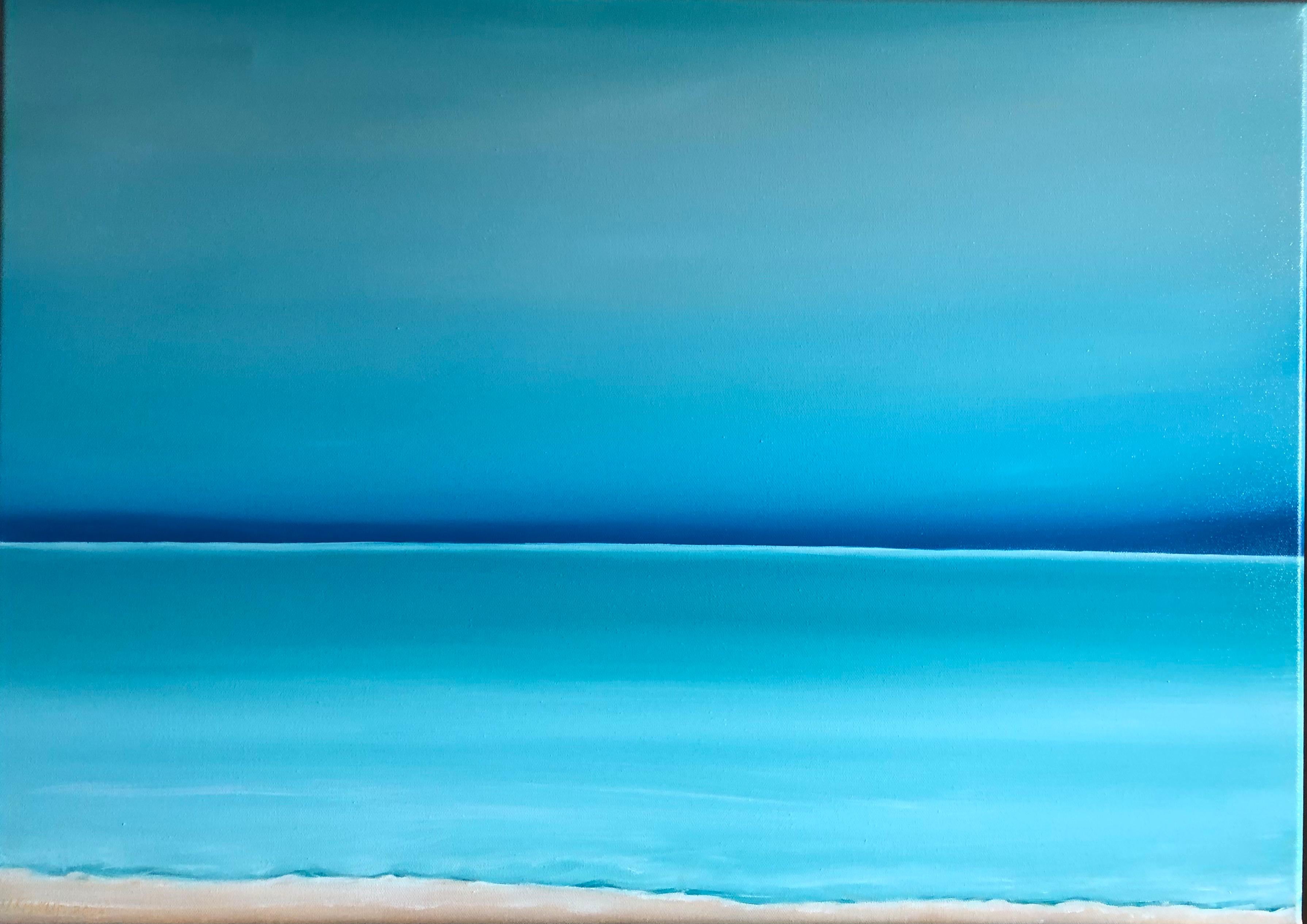 Landscape Painting de Nataliia Krykun - Serie Riviera Francesa, horizonte turquesa