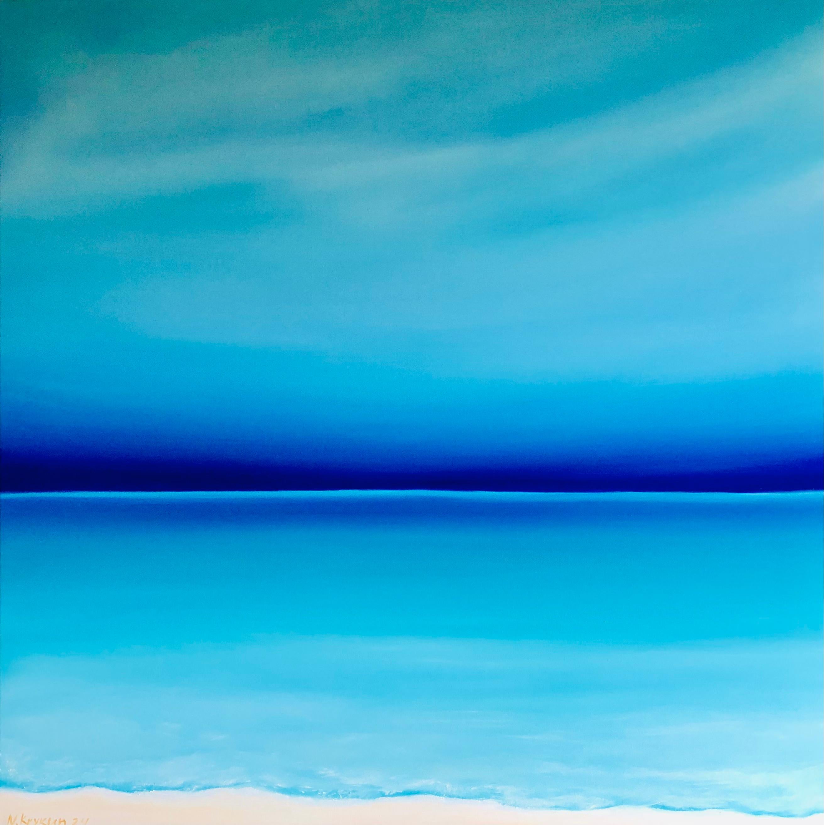 Costa Azzurra, orizzonte turchese - Painting di Nataliia Krykun