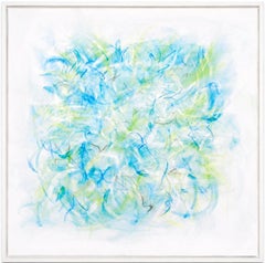 Blooming Spring Abstract Painting with Gold Leaf, 150x300 cm