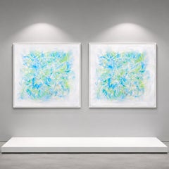Blooming Spring Abstract Painting with Gold Leaf, 150x300 cm