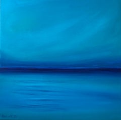 Blue Lagoon Ocean Painting, Abstract Mixed Media on Canvas, 2010+