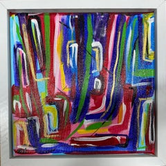 „Bright Dreams“ – Acrylgemälde, abstrakter Expressionismus, 20 x 20 cm