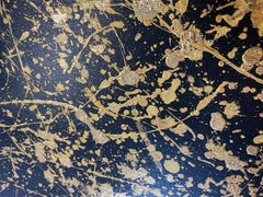 From the series "Infinite Flight" gold, yellow, black large abstraction, drops