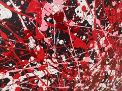 Dalla serie "Volo infinito" astrazione rossa, rosa, bianca, nera di grandi dimensioni, dro