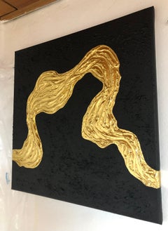Aus der Serie "Ocean Waves" - Blattgold auf Weiß, strukturiert