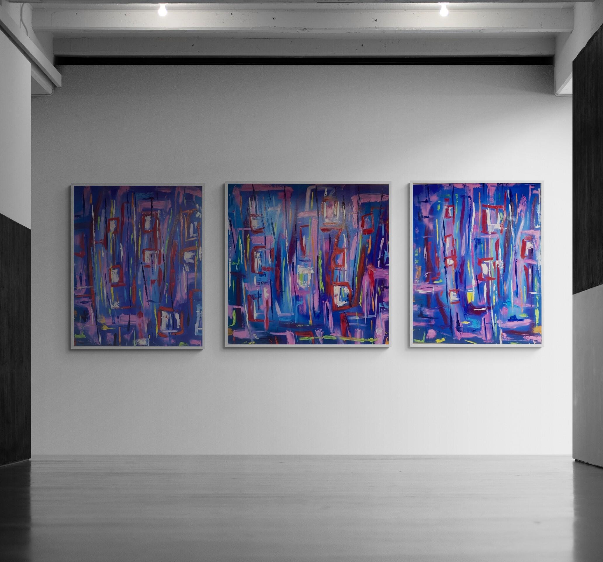 Nur die Liebe kann siegen: Abstraktes Ölgemälde auf Leinwand, 150 × 390 cm