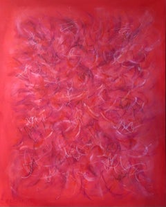 Peinture abstraite à l'acrylique et à l'huile, « Red Life Energy 1 », non encadrée