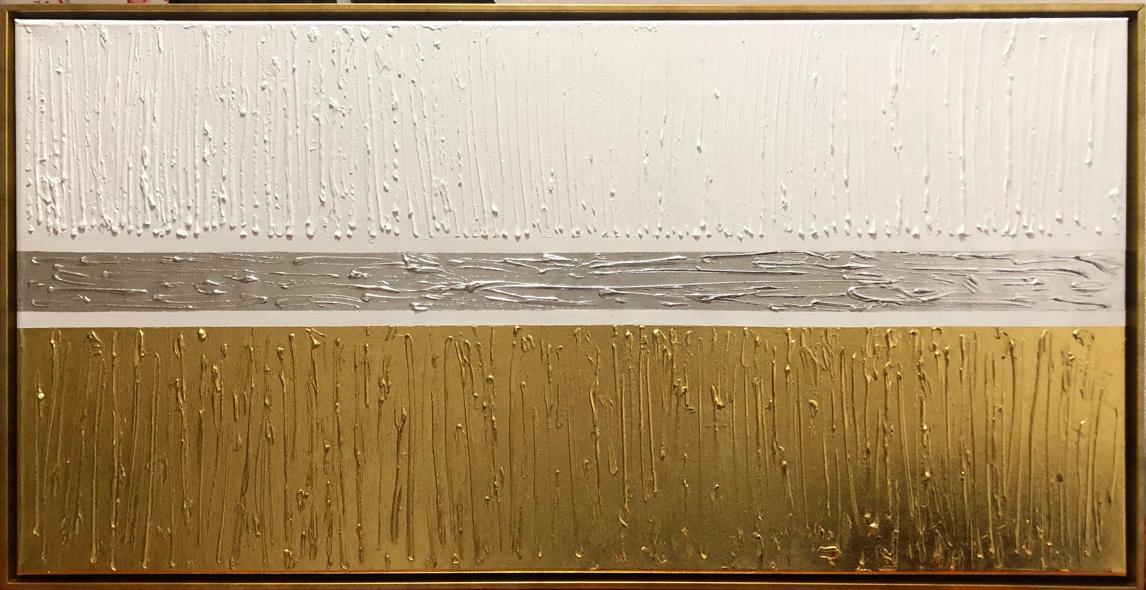 From the Series “Sunrise 2” - gold leaf on white, textured