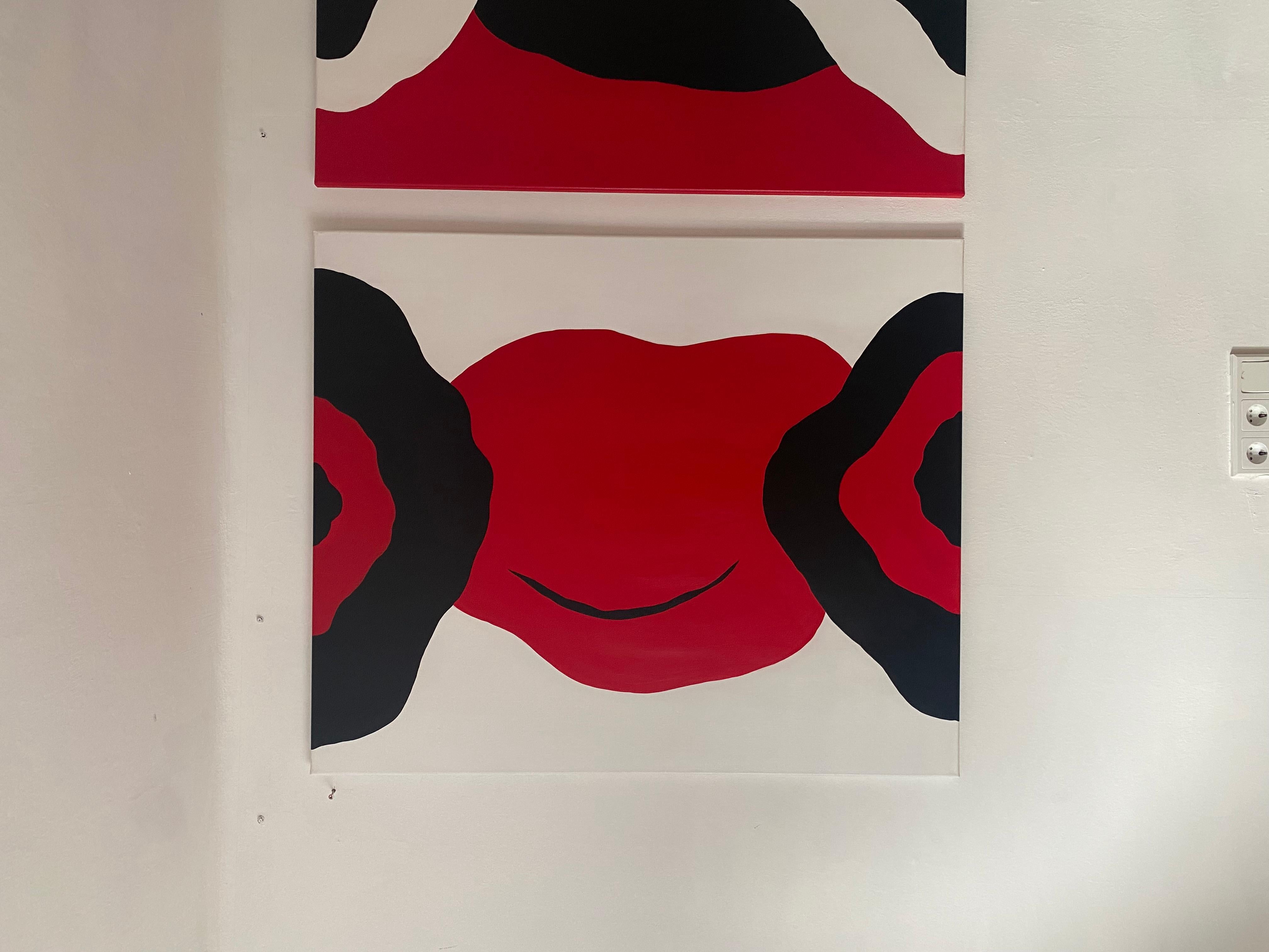 From the series “The Kiss”. Love geometry Pop Art abstraction - Gold Interior Painting by Nataliia Krykun