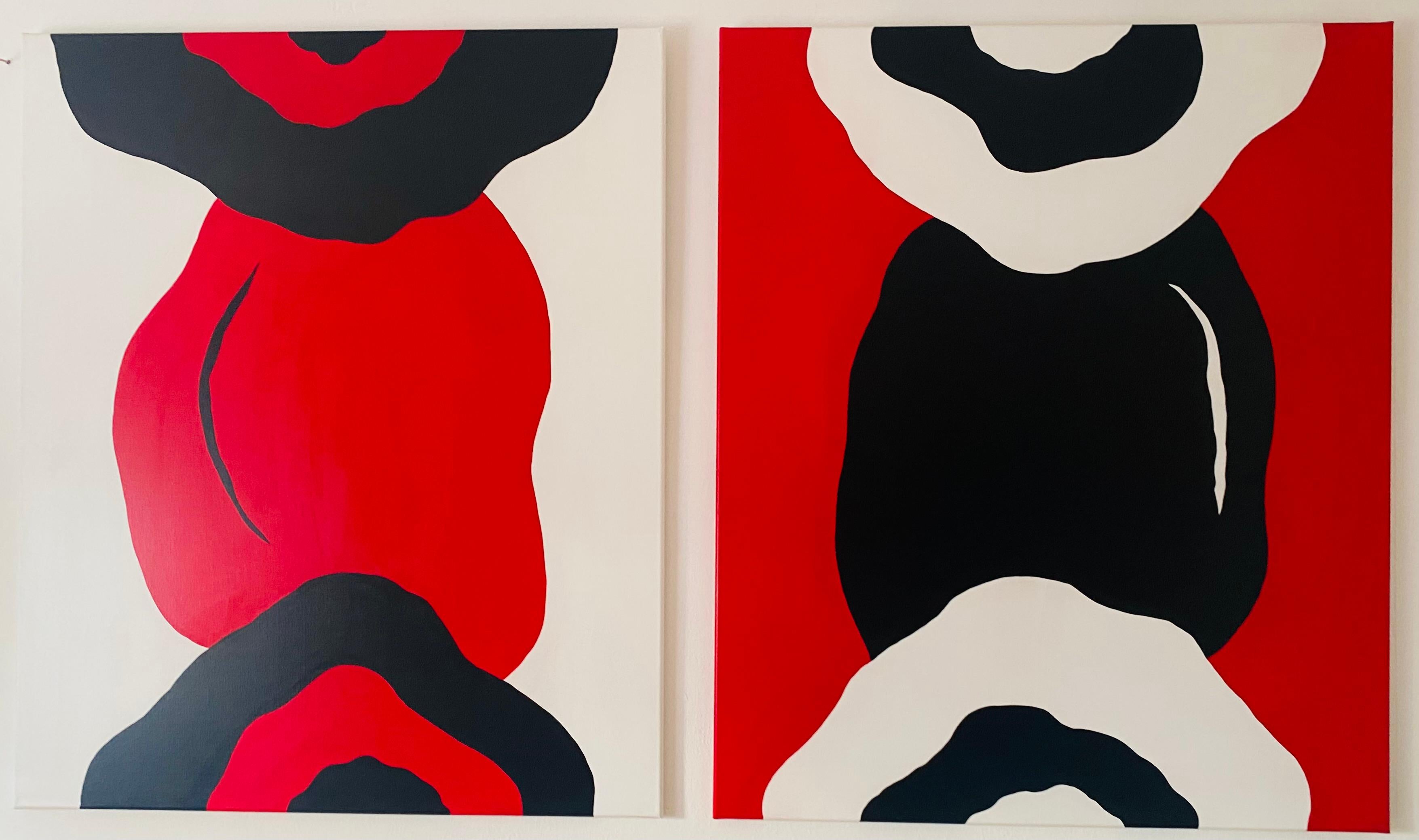 In this work, I've combined the vibrancy of Pop Art with the essence of minimalism and abstract forms. The bold shapes and contrasting colors capture a dynamic energy that intends to evoke feelings of connection and passion, playing with geometry to