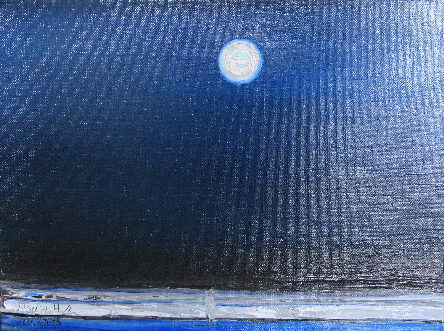 Luna piena, paesaggio notturno