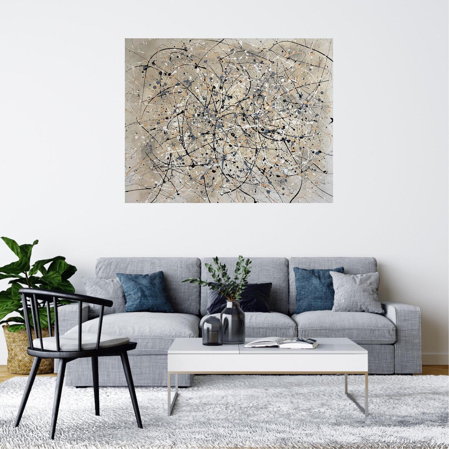 Galaxy in nudefarbenen Tönen - pastell, ruhiges Interieur im skandinavischen Stil – Painting von Nataliia Krykun