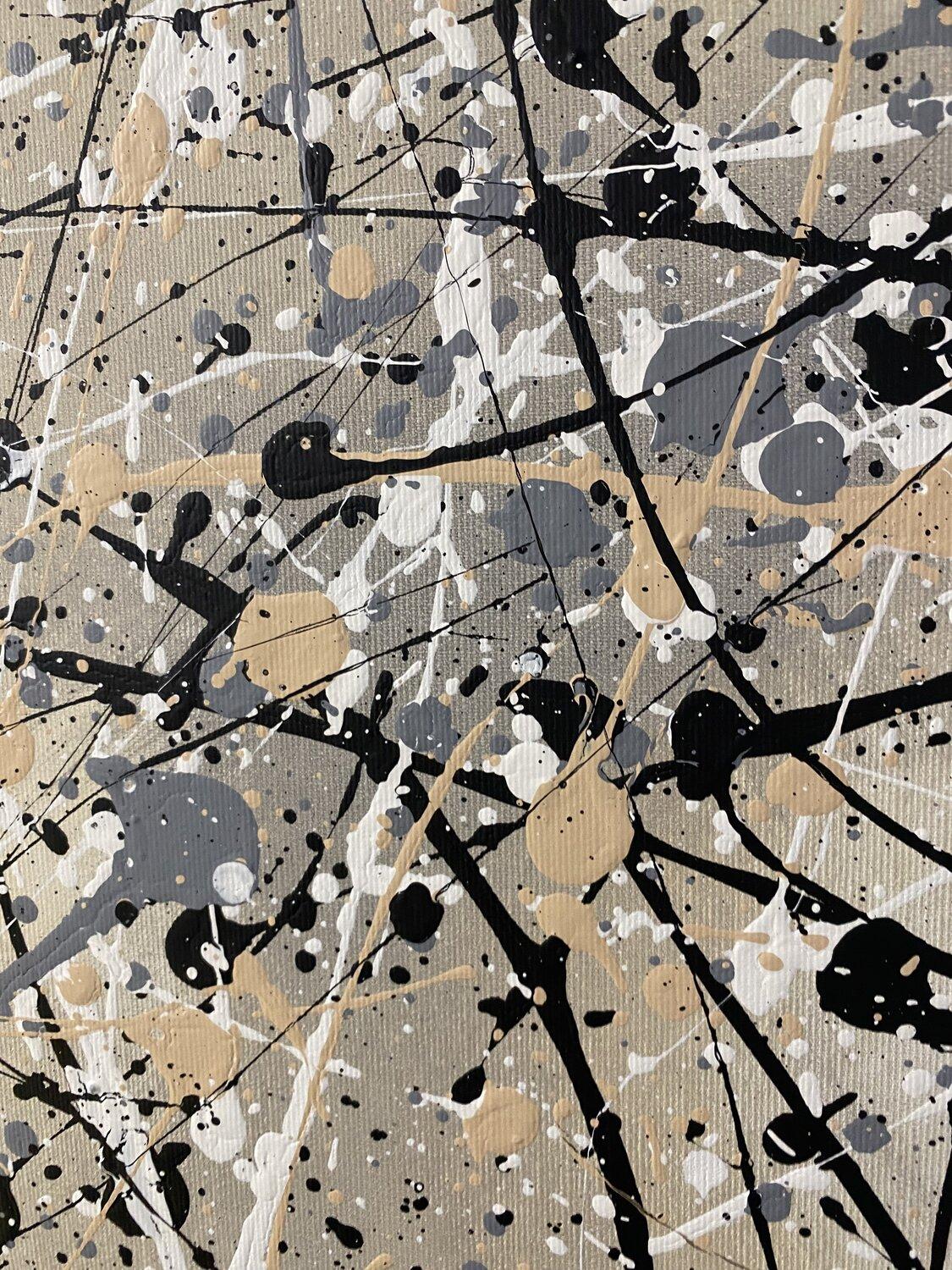 Galaxy in nudefarbenen Tönen - pastell, ruhiges Interieur im skandinavischen Stil (Abstrakt), Painting, von Nataliia Krykun