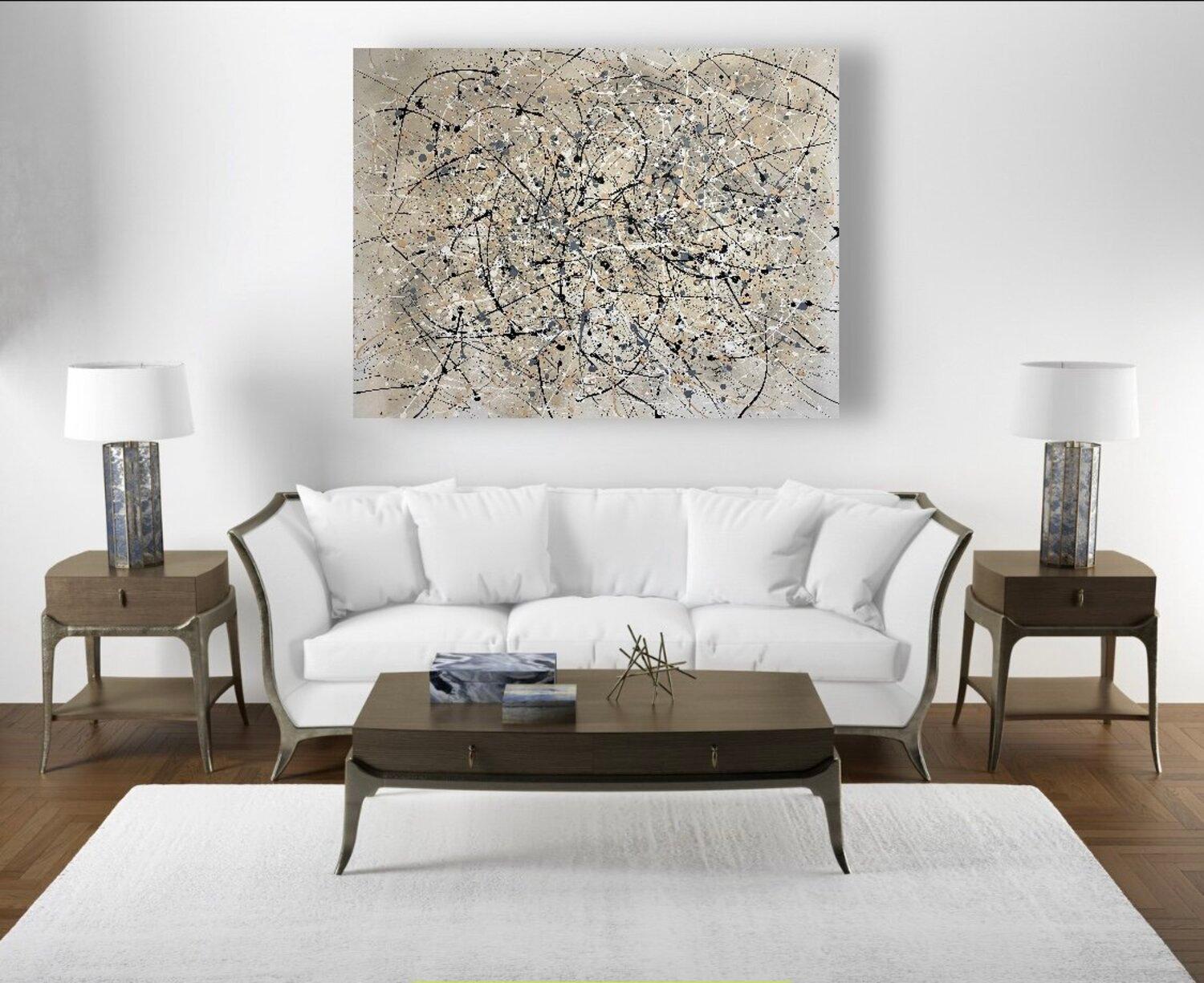 Galaxy in nudefarbenen Tönen - pastell, ruhiges Interieur im skandinavischen Stil im Angebot 1