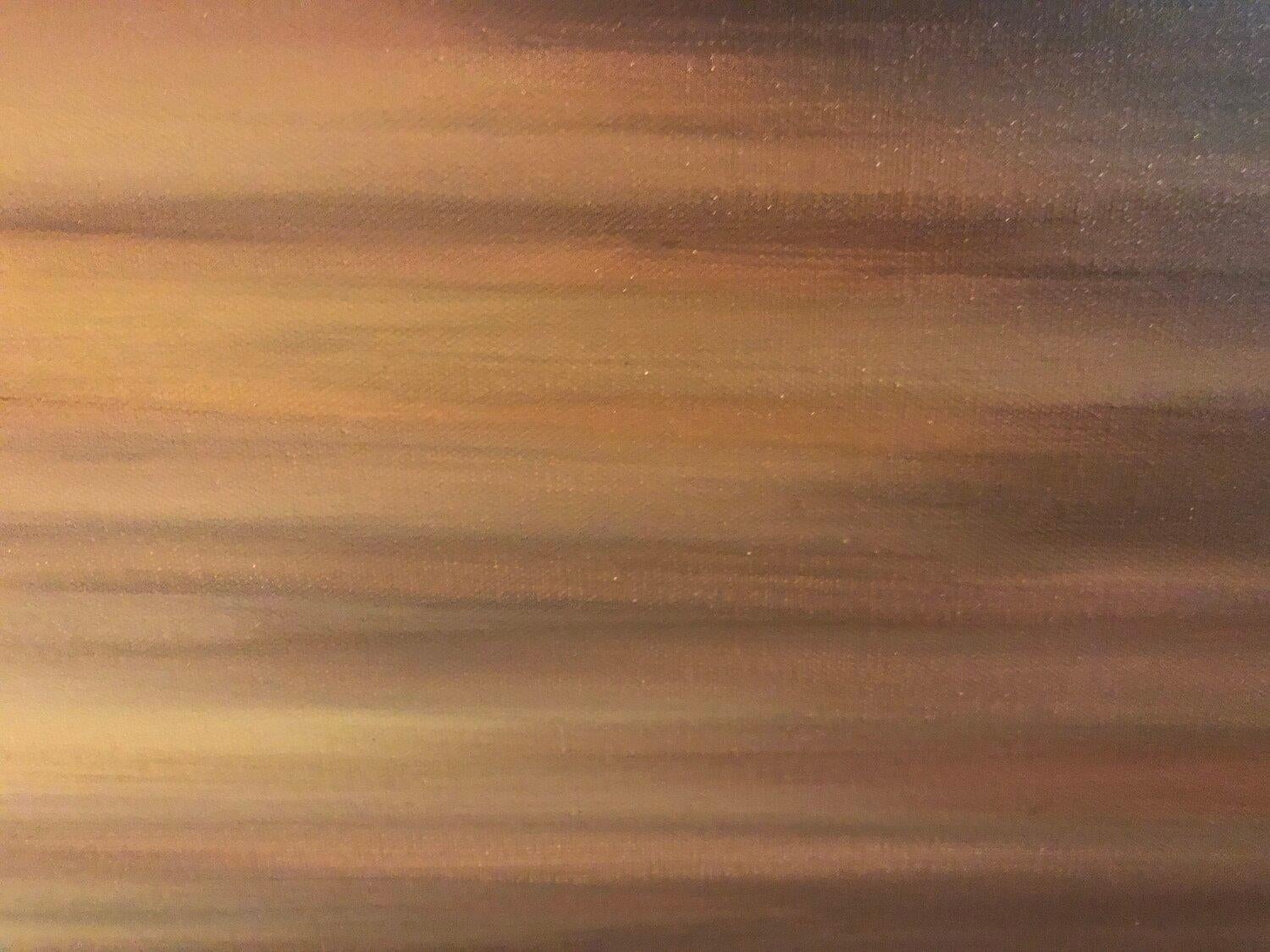 „Golden brown autumn in Bavaria„  minimalism abstraction seascape - Black Interior Painting by Nataliia Krykun