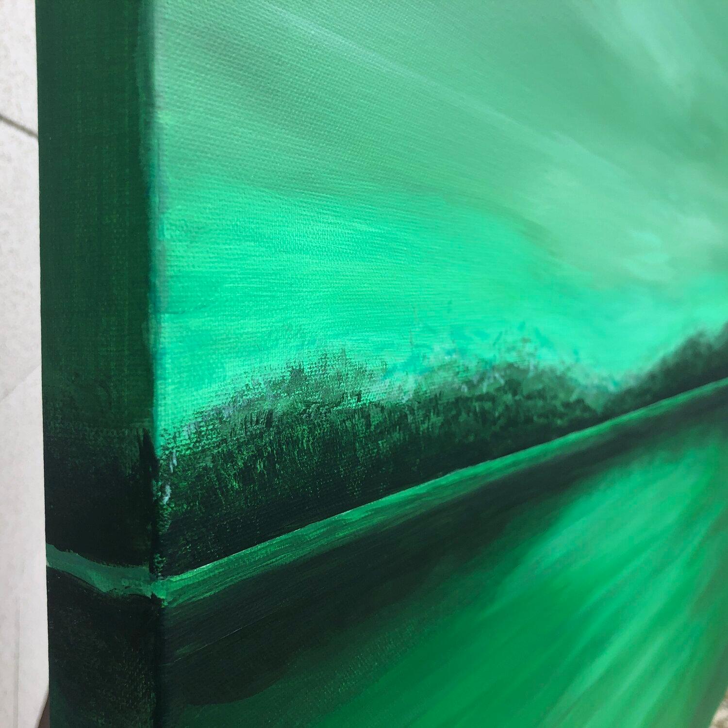 Paesaggio astratto verde e mare, montagne, foreste - Painting Astratto di Nataliia Krykun