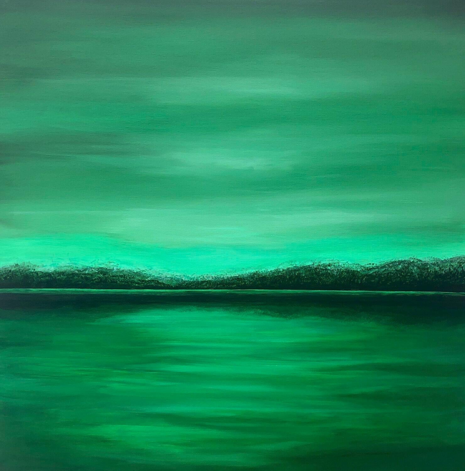 Paesaggio astratto verde e mare, montagne, foreste in vendita 3