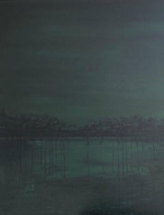 “Green seascape” Minimalistic semi abstract seascape water